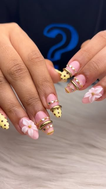 Hand-painted nail art close-up